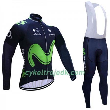 Cykeltøj Langærmet + Bib Cykelbukser 2017 Movistar Team N001